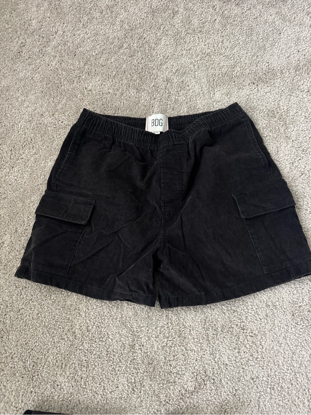 Men’s Corduroy Black Cargo Shorts